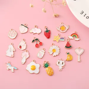 Cartoon Frucht Tier Legierung Emaille Charms DIY Schmuck Anhänger für Armbänder Ketten Ohrringe Bastelzubehör