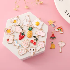 DIY Emaillierte Charms Set süße Frucht Tier Legierung Anhänger für Armband Halskette Schmuck