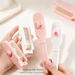 Spazzola per Capelli Pieghevole Portatile per Bambini Mini Carino Cartone Animato Animale Pettine con Denti Morbidi per Ragazze