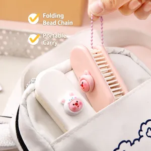 Mini spazzola per capelli pieghevole portatile, pettine tascabile con catenina per ragazze.