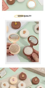 Brosse a cheveux coussin d air pliable portable avec miroir mini brosse de voyage mignonne
