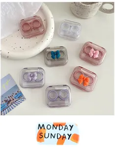 Transparante contactlens houder schattige strik reisgezelschap draagbare verzorgingsbox