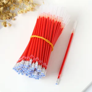 Red gel pen refills bulk pack, 0.5mm needle tip smooth writing stationery supplies for students.