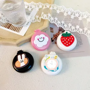Cute portable folding pocket mirror air cushion hair brush with cartoon designs for girls