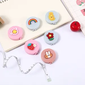 Mètre Ruban Souple Rétractable Rond Motif Dessin Animé Mignon Mini Portable Pour Mesure Corps Taille Poitrine Couture Voyage Quotidien