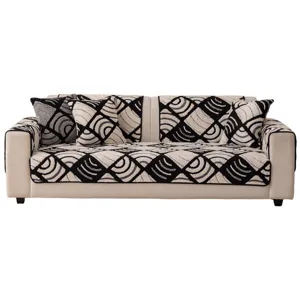 Bohemian Sherpa Fleece Sofa Cushion Thickened Plush Non-Slip Sofa Cover Geometric Pattern Couch Protector For Living Room Home