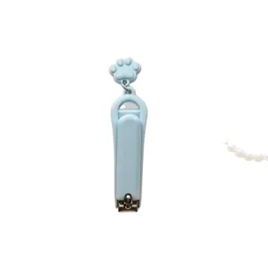 Cute Cat Paw Pendant Nail Clipper Portable Anti-Splash Nail Cutter Minimalist Candy Color Manicure Tool