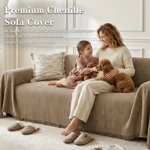 Nordic Luxury Chenille Striped Sofa Cover Throw With Tassel Fringe Protection Blanket Ribbed Rectangle Living Room Tapestry Wall Hanging
