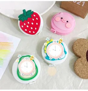 Cute cartoon mini retractable tape measure for body waist bust measuring portable soft ruler.