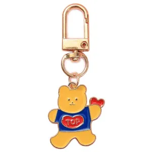 Cute cartoon metal bear keychain, stylish bag charm and adorable keyring accessory item.