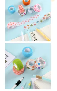 Colorful self-adhesive cohesive bandages for finger joint protection and nail art wrap.