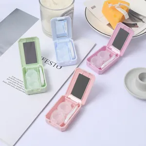 Étui de lentilles de contact portable mini mignon miroir boîte de rangement de lentilles