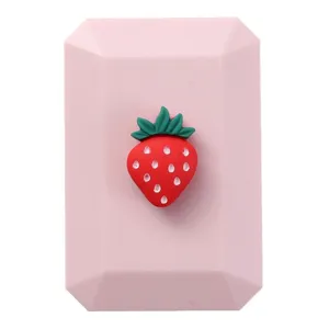 Jolie boite a lentilles de contact rose mini double boite portable avec decor de fraise