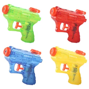 Colorful transparent plastic water gun set for kids summer beach outdoor play games.