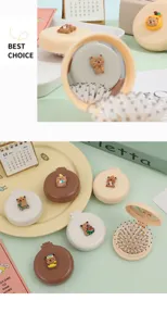 Brosse a cheveux pliable avec coussin d air et miroir design de dessin anime mignon mini brosse.