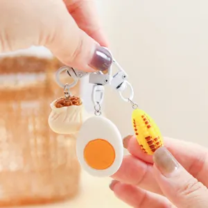 Lindo miniatura comida llavero simulación huevo maíz bolsa encanto divertido estilo