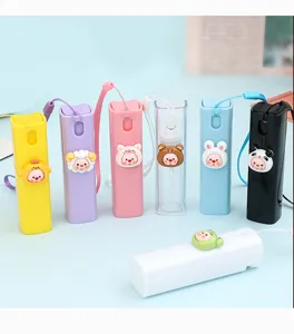 Mini portable cartoon spray bottle for travel, cute animal design refillable perfume sub-bottle.