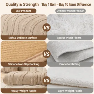 Thick plush sofa cushion anti-slip fabric heavy weight striped design comfortable couch cover