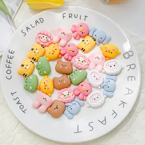 Colorful cute animal resin charms flatback cabochons for DIY phone case crafting and handmade decor.