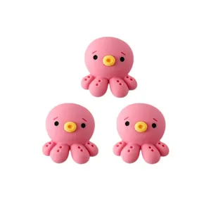Cute pink octopus resin charms set, ideal for DIY phone cases and hair clips decoration.