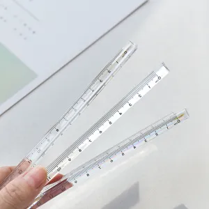 Transparent plastic triangular scale ruler for student drawing, office measurement and study.