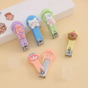 Lindo juego de cortaúñas con funda protectora, herramienta de manicura plegable portátil para uso diario.