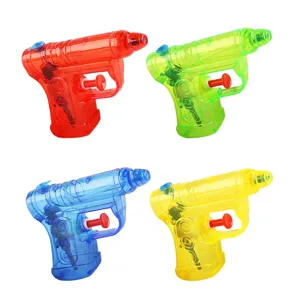 Colorful mini transparent water guns for kids, perfect for beach and outdoor water play fun.