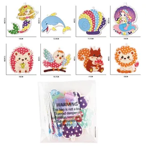 DIY children craft wind chime hanging pendant set with cute cartoon animal designs for kids