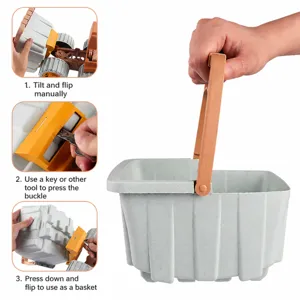 Panier de jouet de plage en paille de blé pour enfants seau amovible conteneur multifonctionnel