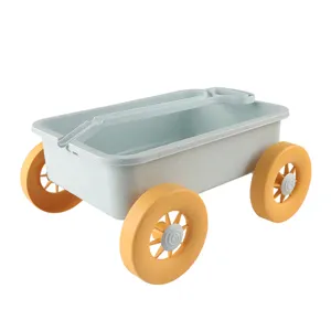 Kids beach wagon toy with large wheels and handle, perfect for outdoor sandbox and seaside fun.
