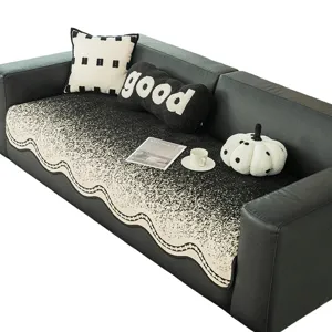 Copridivano Minimalista in Ciniglia Coperta Geometrico Jacquard Antiscivolo Resistente all'Usura Protezione Antipolvere per Soggiorno