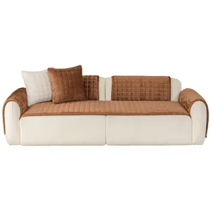 European Flannel Plaid Sofa Cushion Non-Slip Soft Warm Quilted Sofa Cover Blanket Universal Washable Cushion For Living Room Decor
