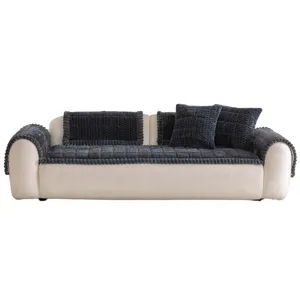 Thickened Flannel Plaid Sofa Cushion Non-Slip Anti-Cat Scratch Couch Cover Minimalist Single Piece Sofa Towel Pet Furniture Protector