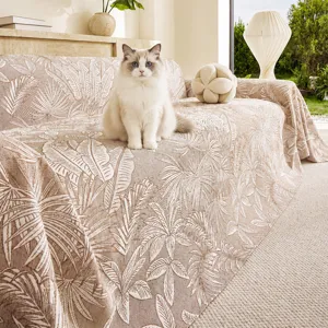 Ins Style Dreilagiger Gaze Sofabezug Palmblatt Jacquard Decke Anti Kratz Waschbarer Möbelschutz Für Wohnzimmer