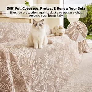 Jacquard sofa cover 360 full coverage dustproof pet scratch resistant fabric slipcover