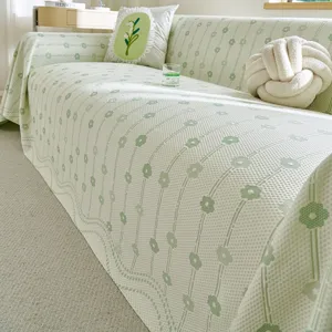 Sommer Kühlende Sofabezug Gestrickte Eisseide Sofa Matte Waschbar Minimalistisch Floral Muster Anti-Rutsch Möbelschutz Für Wohnzimmer