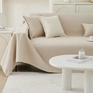 Housse de canapé minimaliste en polaire teddy, couverture de canapé antidérapante imperméable.