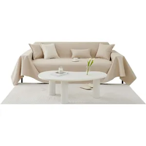 Housse de canapé unie minimaliste couverture en polaire teddy étanche pour salon