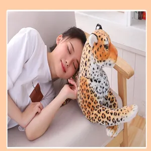 Peluche de léopard jouet animal simulation poupée coussin moelleux cadeau enfant décoration