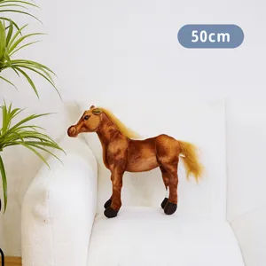 Peluche cavallo in piedi marrone 50cm simpatico giocattolo bambola animale decorazione casa