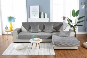Moderne minimalistische graue Plüsch Sofakissen Set mit gestepptem Blattmuster für gemütliches Wohnzimmer