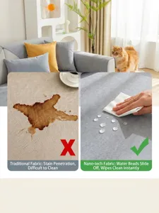 Waterproof anti-scratch sofa cushion detail showcasing soft breathable fabric features.
