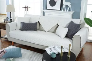 Modern minimalist quilted sofa cushion cover set, anti-slip fabric sofa towel for home decor.