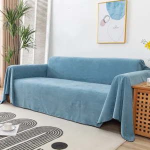 Noordstijl blauwe bankhoes textuur detail, beschermende deken voor modern woonkamer meubilair.