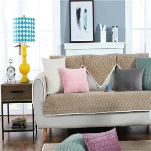Moderner Plüsch Winter Sofa Kissenbezug weich dick gesteppt Wohnzimmer Deko Kissen Schutz