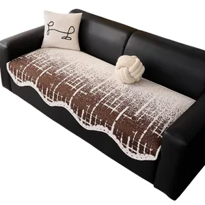 Klassisch Europäisch Chenille Jacquard Sofahandtuch Anti-Rutsch Geometrisch Gestreift Dick Sektionskissen Möbelschutz Überwurf Für Wohnzimmer