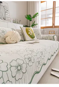 Chenille sofa cover jacquard floral anti-slip cushion protector for living room decor home