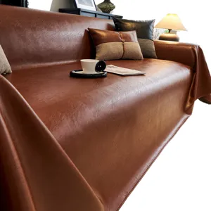 Einfarbiger Kunstleder Sofabezug Wasserdicht Kratzfest Minimalistischer Luxus Couchschoner Für Wohnzimmer Inneneinrichtung