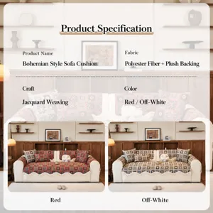 Copridivano Jacquard Geometrico Bohémien Antiscivolo in Poliestere Con Nappe Stile Etnico Telo Copridivano Decorativo per la Casa