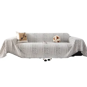 Husse für Sofa Chenille Wellenmuster rutschfest Sofabezug Couchdecke Sofaschoner modern Design